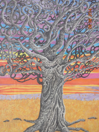 Painting titled "The Topsy Turvy Tree" by Bhagvati Nath, Original Artwork, Watercolor