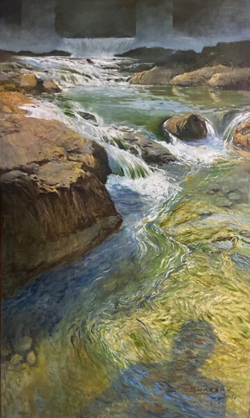 Malarstwo zatytułowany „A sunny day on river” autorstwa Bhargavkumar Kulkarni, Oryginalna praca, Olej
