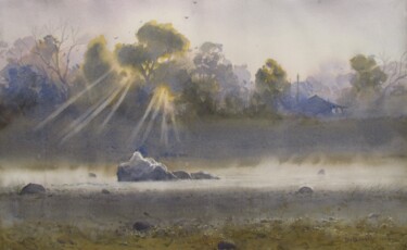Pintura titulada "Morning bliss" por Bhargavkumar Kulkarni, Obra de arte original, Acuarela