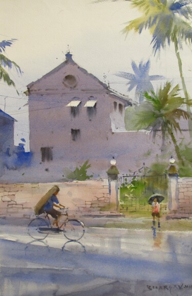 Malerei mit dem Titel "Monsoon 2" von Bhargavkumar Kulkarni, Original-Kunstwerk, Aquarell