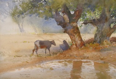 Painting titled "Rainy day in the wi…" by Bhargavkumar Kulkarni, Original Artwork, Watercolor