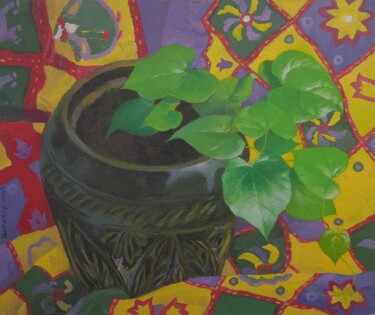 Painting titled "Monsoon green" by Bhargavkumar Kulkarni, Original Artwork, Oil