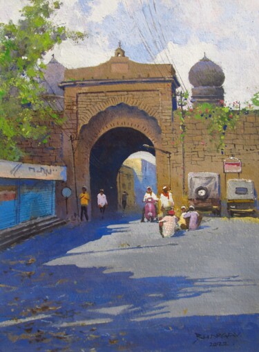 Malarstwo zatytułowany „Lanes of Bhopal in…” autorstwa Bhargavkumar Kulkarni, Oryginalna praca, Gwasz