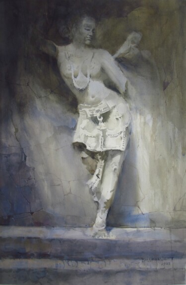 Pintura titulada "Indian sculpture" por Bhargavkumar Kulkarni, Obra de arte original, Acuarela