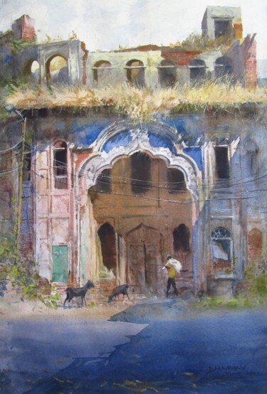 Malerei mit dem Titel "Past glory" von Bhargavkumar Kulkarni, Original-Kunstwerk, Aquarell