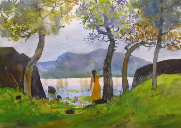 Painting titled "Moodscape" by Bhargavkumar Kulkarni, Original Artwork, Watercolor