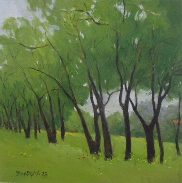 Pintura titulada "Green Harmony 3" por Bhargavkumar Kulkarni, Obra de arte original, Oleo