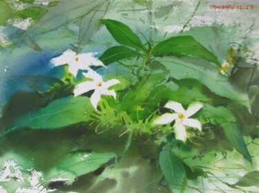 Картина под названием "Floral composition 2" - Bhargavkumar Kulkarni, Подлинное произведение искусства, Акварель