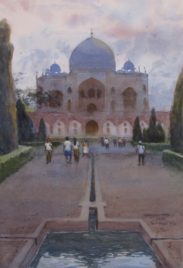 Schilderij getiteld "Delhi Evenings" door Bhargavkumar Kulkarni, Origineel Kunstwerk, Aquarel