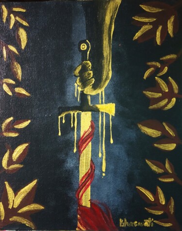 Painting titled "The Sword of Damocl…" by Bhaswati Bishoi, Original Artwork, Acrylic