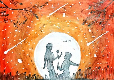绘画 标题为“The Romantic Propose” 由Bhaswati Bishoi, 原创艺术品, 粉彩