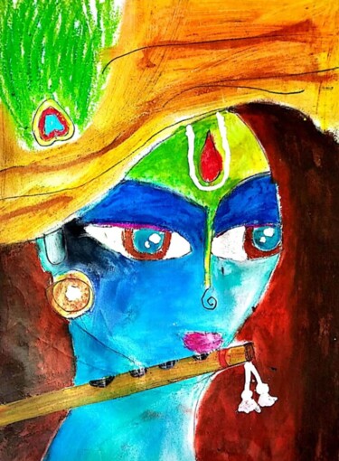 Pintura titulada "Krishna, The Murali…" por Bhaswati Bishoi, Obra de arte original, Pastel