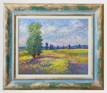 Painting titled "FIELD OF FLOWERS -…" by Biagio Chiesi, Original Artwork, Oil Mounted on Wood Panel