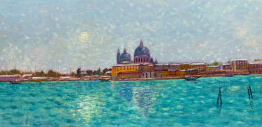 Painting titled "Canal Grande - Veni…" by Biagio Chiesi, Original Artwork, Oil Mounted on Wood Panel