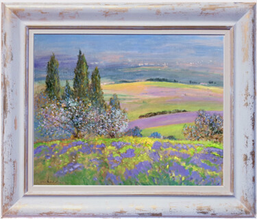 Painting titled "Spring colors lands…" by Biagio Chiesi, Original Artwork, Oil Mounted on Wood Panel