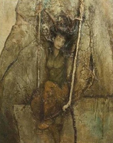 Peinture intitulée "Jeune femme se bala…" par Robert Blanchette, Œuvre d'art originale, Huile