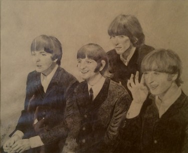 Dessin intitulée "The Beatles" par Biba, Œuvre d'art originale, Crayon