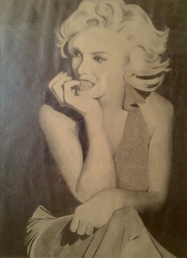 Dessin intitulée "Marilyn" par Biba, Œuvre d'art originale, Crayon