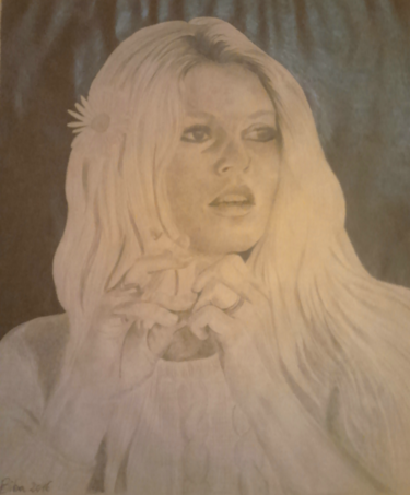 Dessin intitulée "Brigitte Bardot" par Biba, Œuvre d'art originale, Crayon