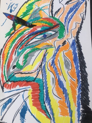 Dessin intitulée "Lama" par Bibara, Œuvre d'art originale, Crayon