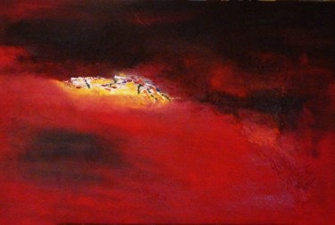 Peinture intitulée "Nuit rouge" par Brigitte Bibard-Guillon, Œuvre d'art originale, Huile Monté sur Châssis en bois