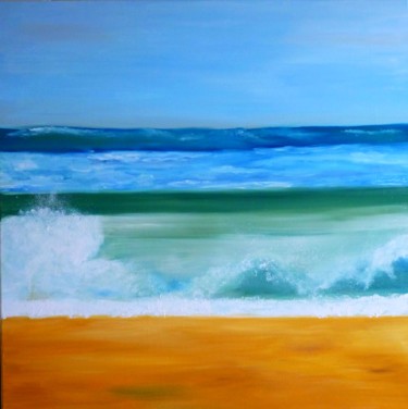 Peinture intitulée "La mer toujours rec…" par Brigitte Bibard-Guillon, Œuvre d'art originale, Huile Monté sur Châssis en bois