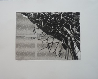 Druckgrafik mit dem Titel "Itinéraire 9" von Brigitte Bibard-Guillon, Original-Kunstwerk, Gravur