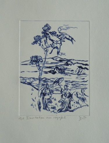 Invitation au voyage 2 Gravures & estampes intitulée "Invitation au voyag…" par Brigitte Bibard-Guillon, Œuvre d'art originale, Gravure
