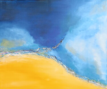 Peinture intitulée "Bleu soleil" par Brigitte Bibard-Guillon, Œuvre d'art originale, Huile Monté sur artwork_cat.