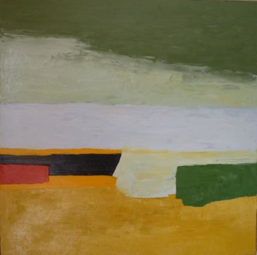 Painting titled "Paysage 2010" by Brigitte Bibard-Guillon, Original Artwork, Oil Mounted on Wood Stretcher frame