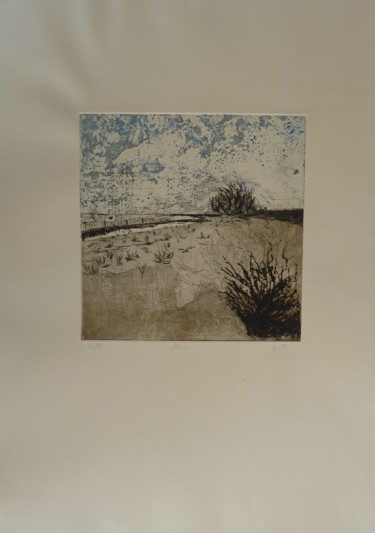 Printmaking titled "La plage" by Brigitte Bibard-Guillon, Original Artwork, Etching