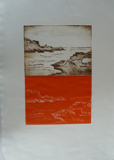 Gravures & estampes intitulée "La mer" par Brigitte Bibard-Guillon, Œuvre d'art originale, Gravure