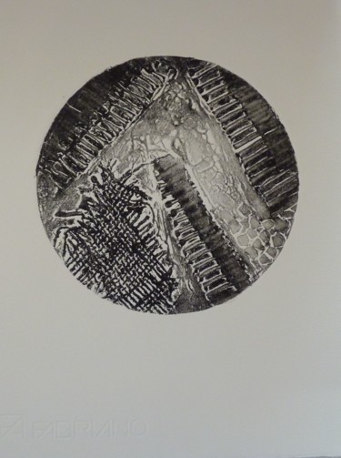 Gravures & estampes intitulée "Rond noir" par Brigitte Bibard-Guillon, Œuvre d'art originale, Collagraphie