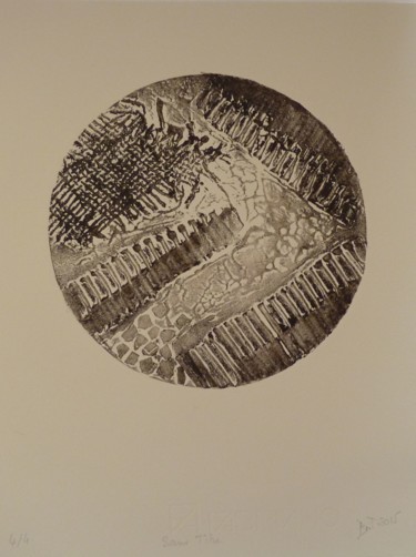 Gravures & estampes intitulée "Rond bistre" par Brigitte Bibard-Guillon, Œuvre d'art originale, Collagraphie