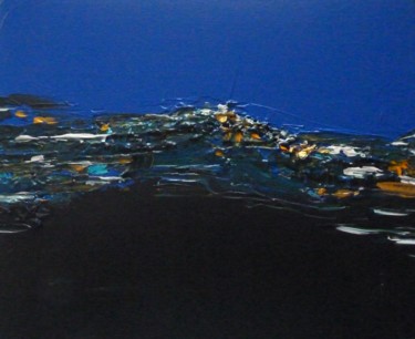 Painting titled "Paysage nocturne" by Brigitte Bibard-Guillon, Original Artwork, Acrylic