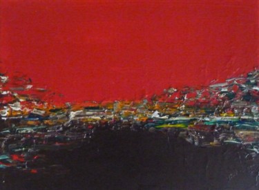 Peinture intitulée "Paysage rouge 2" par Brigitte Bibard-Guillon, Œuvre d'art originale, Acrylique