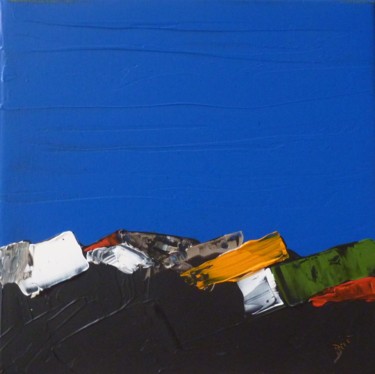 Painting titled "carré bleu 9" by Brigitte Bibard-Guillon, Original Artwork, Acrylic