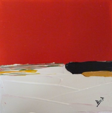 Painting titled "carré rouge 2" by Brigitte Bibard-Guillon, Original Artwork, Acrylic