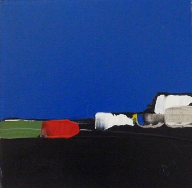 Painting titled "carré bleu 3" by Brigitte Bibard-Guillon, Original Artwork, Acrylic