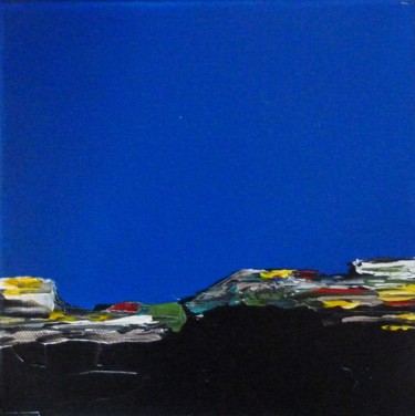 Ζωγραφική με τίτλο "carré bleu 5" από Brigitte Bibard-Guillon, Αυθεντικά έργα τέχνης, Ακρυλικό