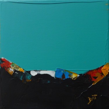 Painting titled "carré turquoise" by Brigitte Bibard-Guillon, Original Artwork, Acrylic
