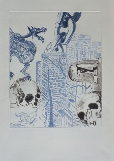 Druckgrafik mit dem Titel "Composition (vanité)" von Brigitte Bibard-Guillon, Original-Kunstwerk, Gravur Auf Andere starre P…