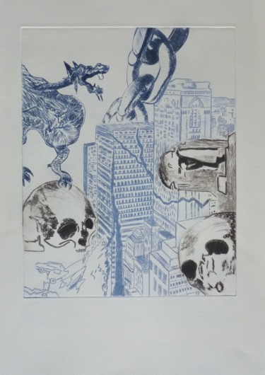 Composition (vanité) Gravures & estampes intitulée "Composition (vanité)" par Brigitte Bibard-Guillon, Œuvre d'art originale, Gravure Monté sur A…
