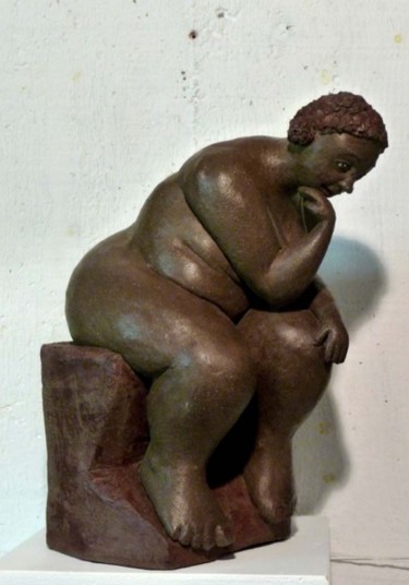 Sculpture titled "la penseuse de BiBi" by Bibi Blanchet, Original Artwork