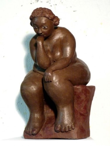Sculpture titled "la penseuse de BiBi" by Bibi Blanchet, Original Artwork