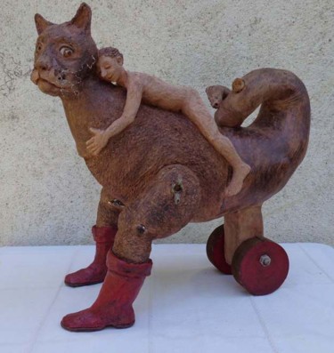 Sculpture titled "gros chalin" by Bibi Blanchet, Original Artwork, Mixed Media