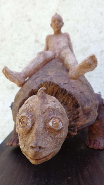 Sculpture intitulée "le dinotorien" par Bibi Blanchet, Œuvre d'art originale, Techniques mixtes