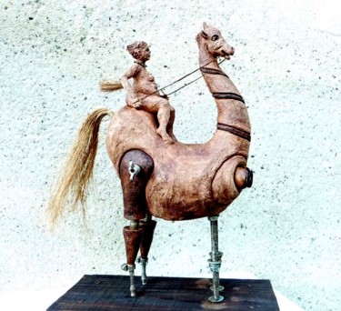 Sculpture intitulée "giréchasse" par Bibi Blanchet, Œuvre d'art originale, Techniques mixtes
