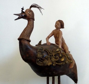 Sculpture titled "les deux Moizailes" by Bibi Blanchet, Original Artwork, Mixed Media