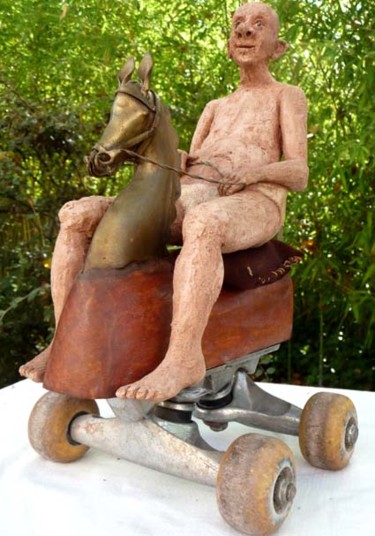 Sculpture intitulée "comme sur des roule…" par Bibi Blanchet, Œuvre d'art originale, Techniques mixtes